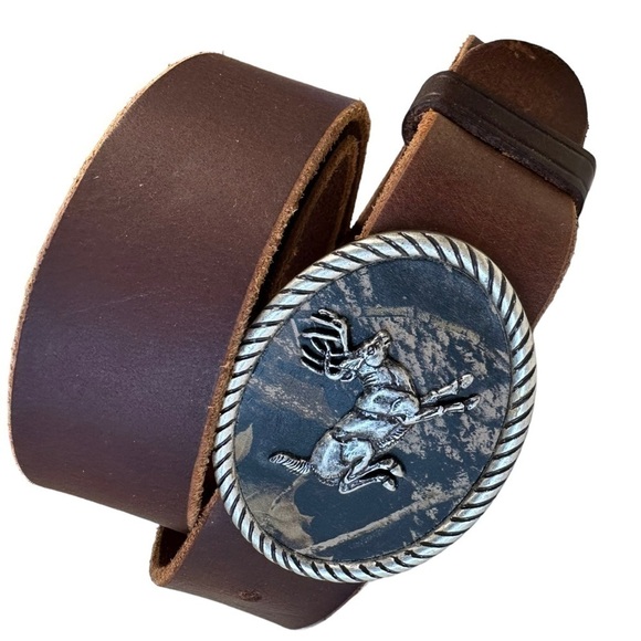 Nocona Deer Hunting Buckle Western Belt - Picture 3 of 5